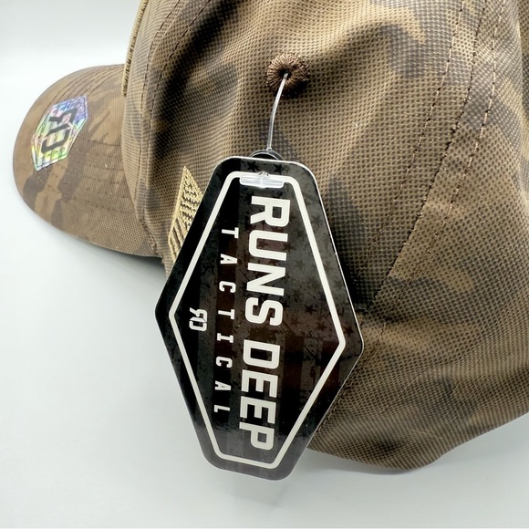 Runs Deep Tactical RDUSA-18 BRN Military Baseball Cap with American Flag - Picture 7 of 9